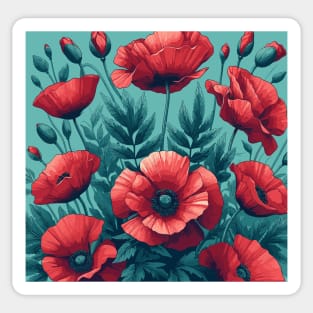 Red Poppy Flower Sticker